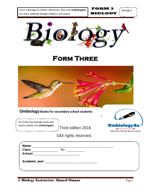 Somaliland Form 3 Biology Books - Ahmed Omaar